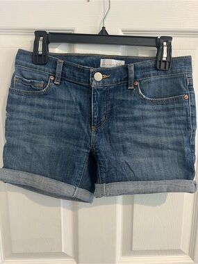 LOFT Dark Wash Cuffed Denim Shorts - Blue